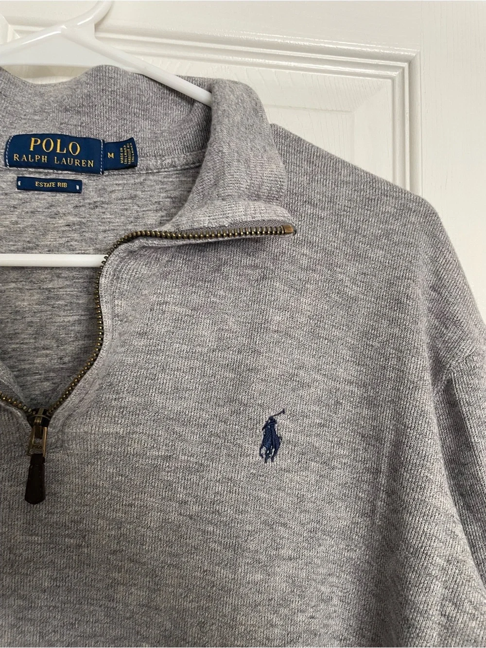 Polo Ralph Lauren Boys size Medium Gray Quarter-Zip Pullover with Navy Pony